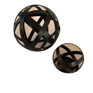 Metal Decorative‎ Sphere & Candle Holder Orb Ball Set 2